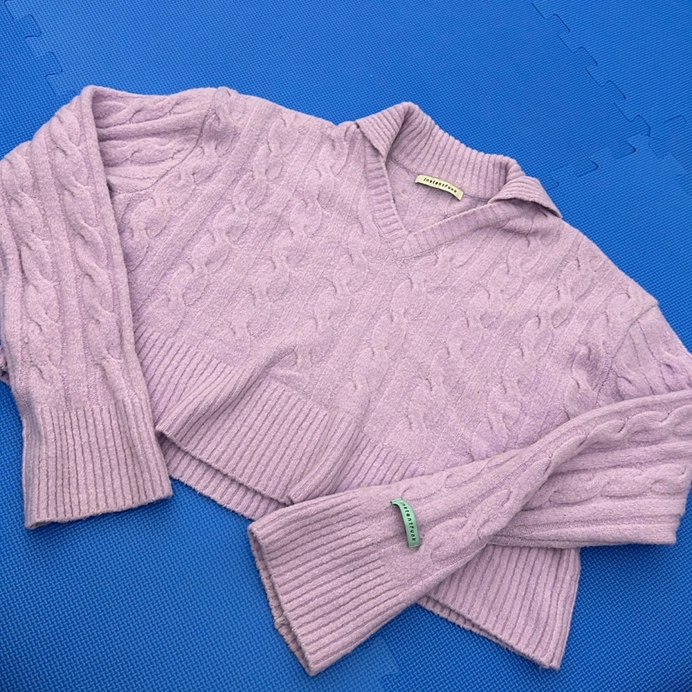 InstantFunk lavender crop knit top